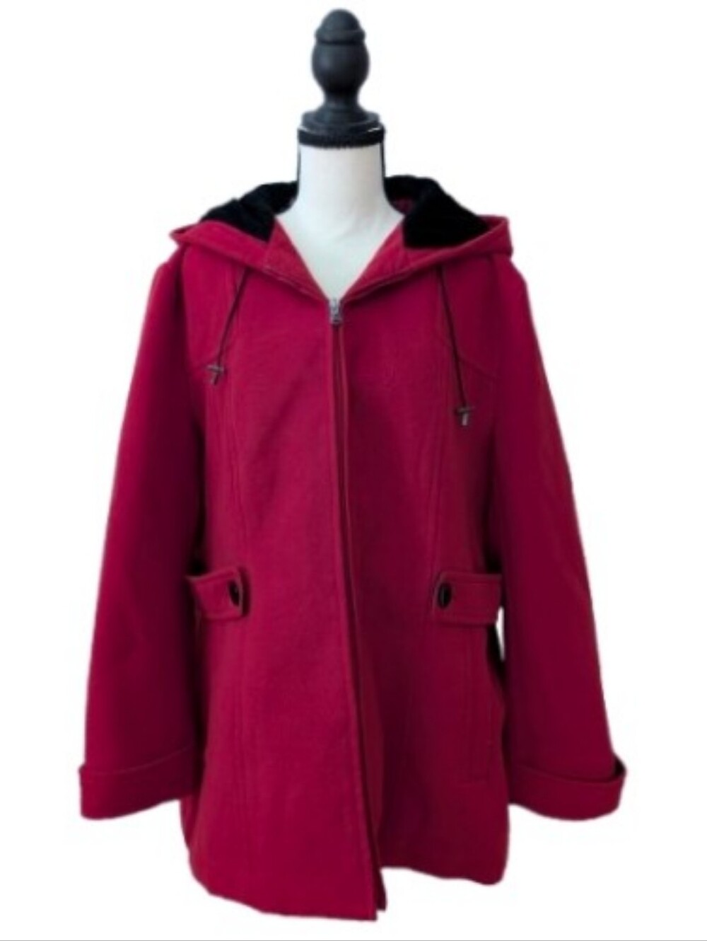 Covington Red Hooded Pea Coat  size 1X